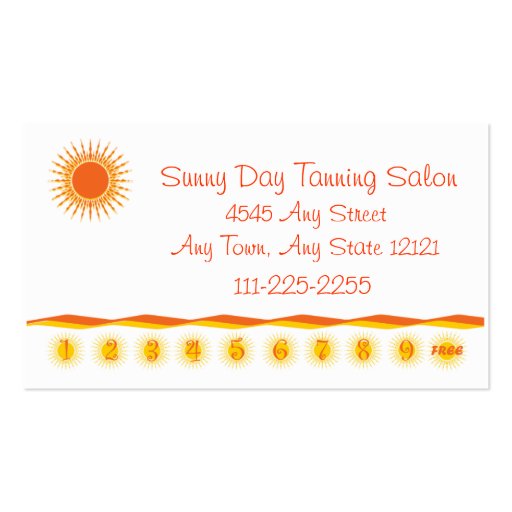 Tanning Salon - Customer Loyalty Punch Card - Business Cards