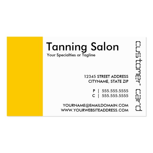 tanning salon cut out punch cards business card template (back side)