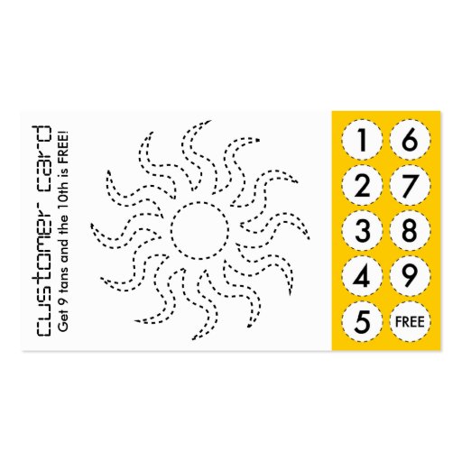 tanning salon cut out punch cards business card template (front side)