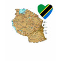 Tanzania Flag Heart and Map T-Shirt by FlagAndMap Tanzania Flag Heart and Map T-Shirt