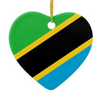 Tanzania Flag Heart Ornament