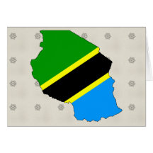Tanzania Flag Map full size Greeting Cards
