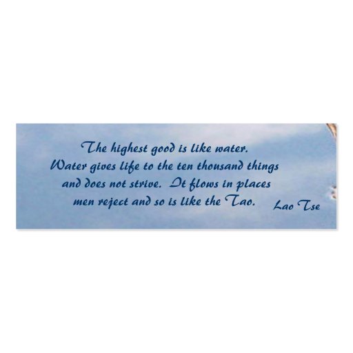 Tao of Water Bookmark Business Card (back side)