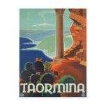 Taormina Sicily Italy VintageTravel Poster Post Card