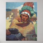 Taos Native American Indian Portrait, Blumenschein Poster