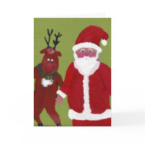 Tap Dancing Reindeer & Santa CARD - Today's Best by sharonfosterart Tap Dancing Reindeer & Santa CARD - Today's Best