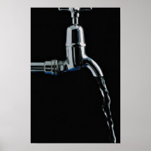 Tap with running water posters