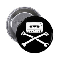 Tape & Crossbones Music Pirate Piracy Home Taping buttons