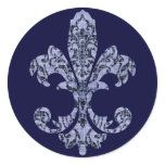 Tapestry Fleur de lis 1 Round Sticker