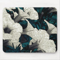 Tapestry Flowers: The Black, White, & Teal mousepads