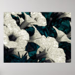 Tapestry Flowers: The Black, White, & Teal Posters