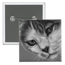Tara - Black and White Cat Art buttons