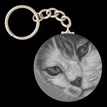 Tara - Black and White Cat Art keychains