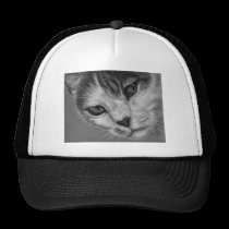 Tara - Black and White Cat Art hats