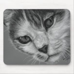 Tara - Black and White Cat Art Mouse Pads
