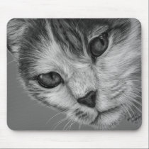 Tara - Black and White Cat Art mousepads