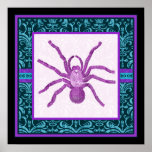 Tarantula - Elegant Teal & Fuschia Damask Border Print