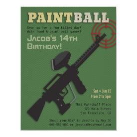 Target Paintball Birthday Party Invitations