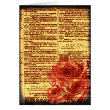 Tarjeta antigua de los salmos y de los rosas