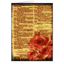Tarjeta antigua de los salmos y de los rosas