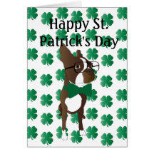 Tarjeta de Boston Terrier del día de St Patrick fe