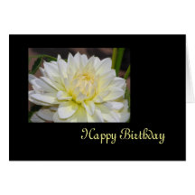 Tarjeta de cumpleaños blanca divina de la dalia
