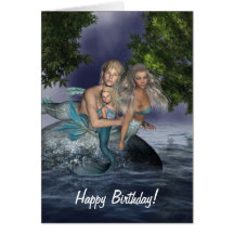 Tarjeta de cumpleaños de la familia de la sirena