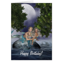 Tarjeta de cumpleaños de la familia de la sirena