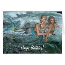Tarjeta de cumpleaños de la familia de la sirena