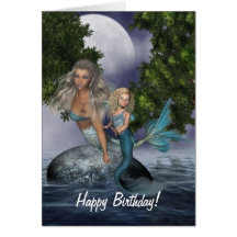 Tarjeta de cumpleaños de la familia de la sirena