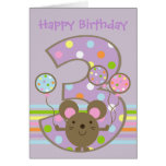 Tarjeta de cumpleaños feliz púrpura del ratón del 