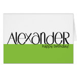 Tarjeta de cumpleaños negra de Alexander