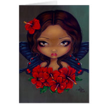 Tarjeta de felicitación de hadas del "hibisco rojo