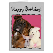 Tarjeta de felicitación del boxeador y de la chihu