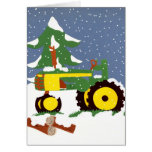 Tarjeta de felicitación del tractor del invierno