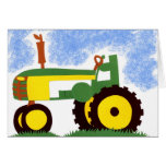 Tarjeta de felicitación verde del tractor