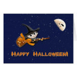 Tarjeta de Halloween de la luna de la bruja