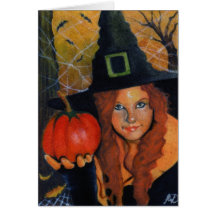Tarjeta de la bruja de Halloween