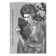 Tarjeta de la enhorabuena del chica de geisha