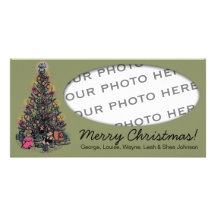 Tarjeta de la foto del árbol de navidad tarjeta personal con foto