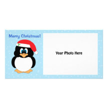 Tarjeta de la foto del pingüino del navidad tarjetas fotográficas 