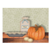 Tarjeta de la receta del pastel de calabaza de la  tarjeta postal