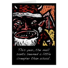 Tarjeta de Navidad asustadiza de Santa de la alame