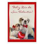 Tarjeta de San Valentin con cachorros bulldog cards