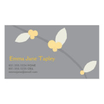 Tarjeta de visita gris y amarilla del flor tarjetas de negocio