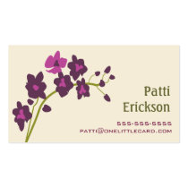 Tarjeta de visita púrpura de la orquídea tarjetas de negocio