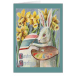 Tarjeta del artista del conejito de pascua del vin