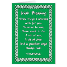 Tarjeta del día de St Patrick con la bendición irl
