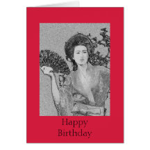 Tarjeta del feliz cumpleaños del chica de geisha