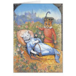 Tarjeta del gato de la bella durmiente del vintage